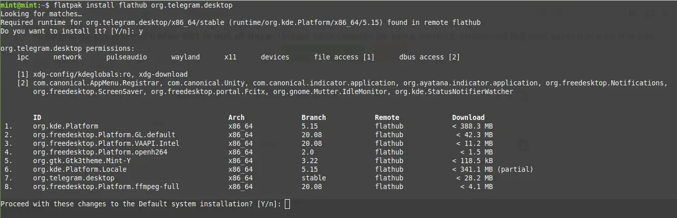 Install Telegram using the terminal