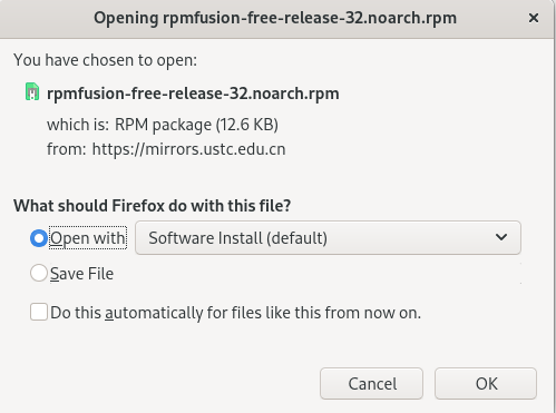 open rpm fusion repository with software install