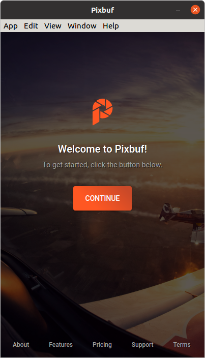 Pixbuf welcome screen