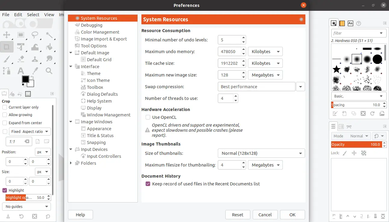 GIMP Preferences