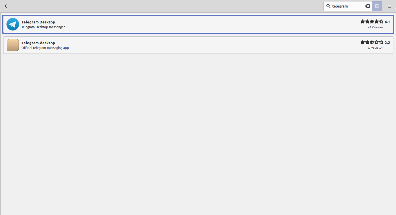 Searching for the Telegram application