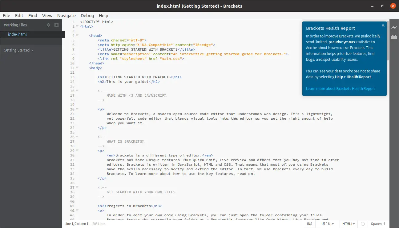 Brackets on Ubuntu 20.04