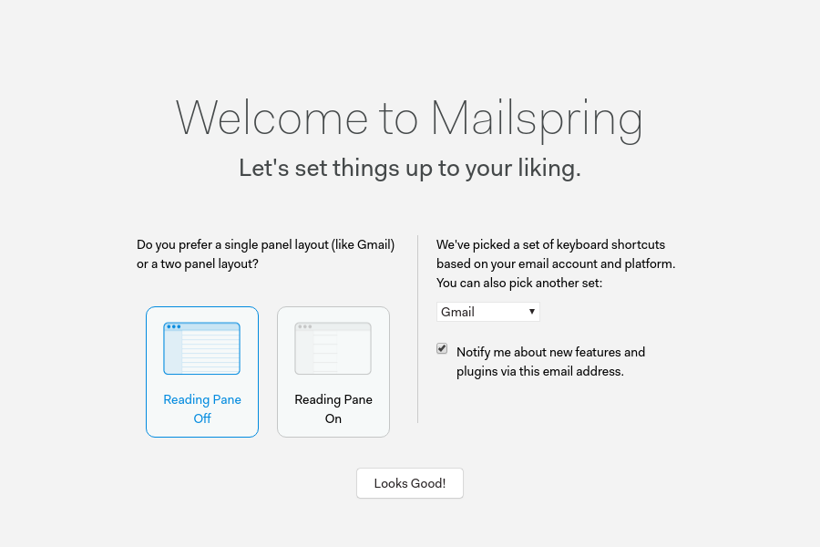 Configuring Mailspring for the first use