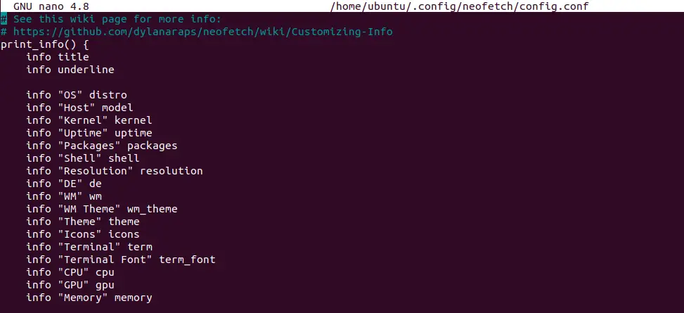 Configuring Neofetch on Ubuntu 20.04