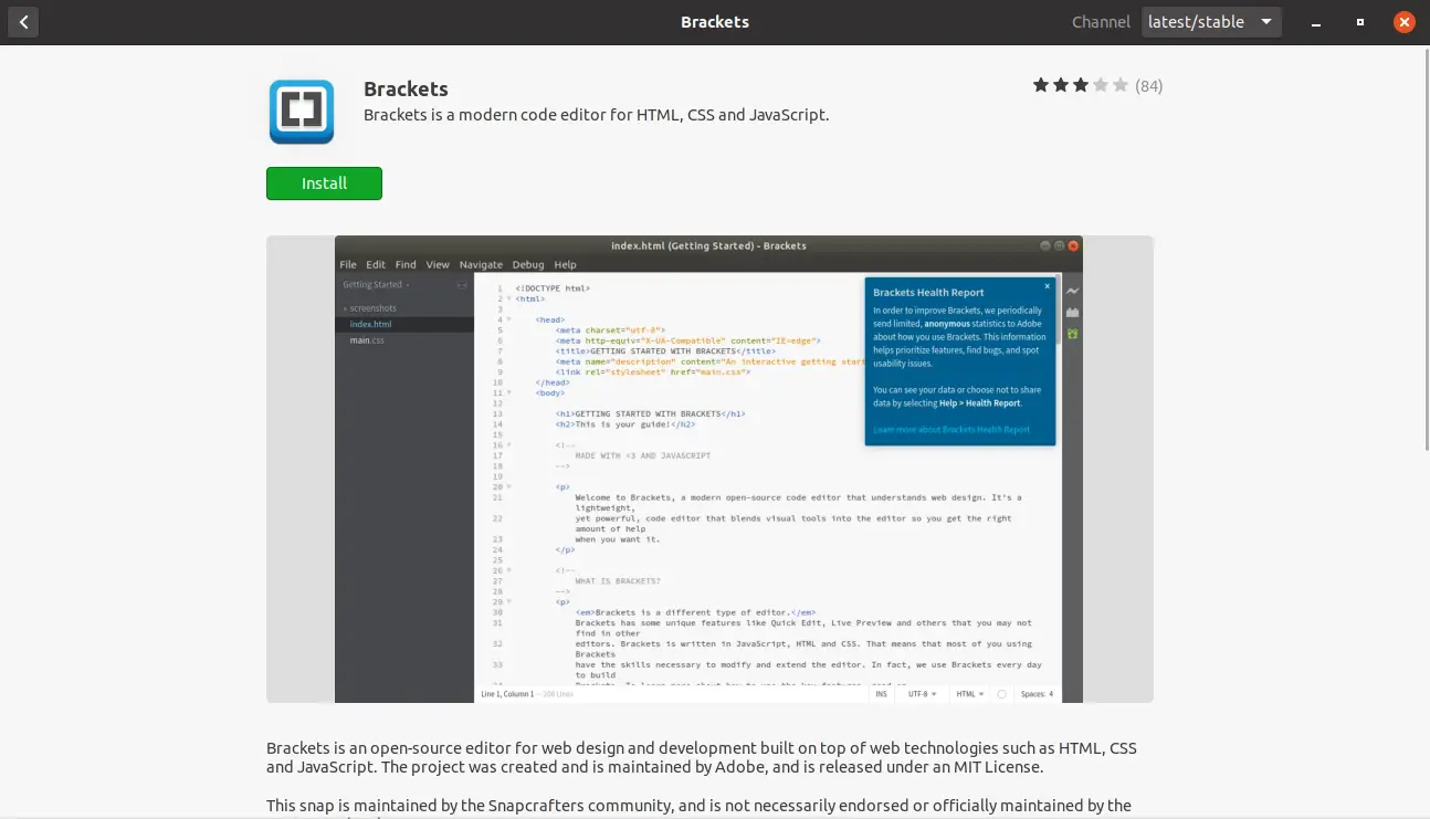 Installing Brackets on Ubuntu 20.04
