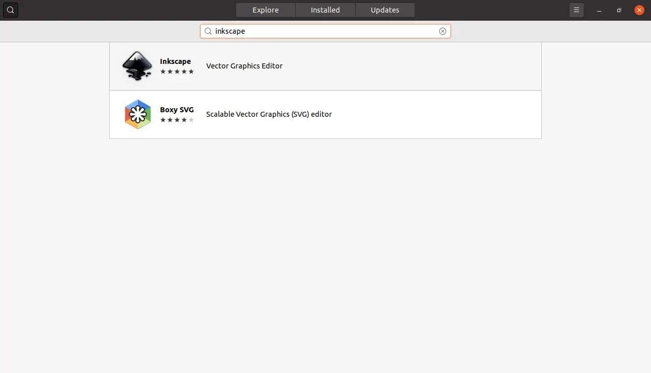 Searching for Inkscape on the Ubuntu Software Center