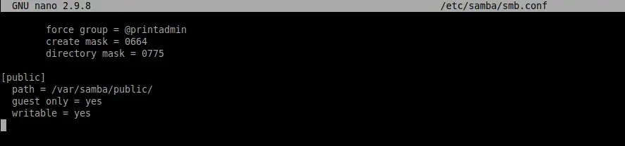 Configuring Samba for a public folder