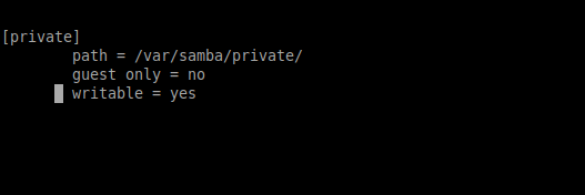 Configuring Samba for a private folder