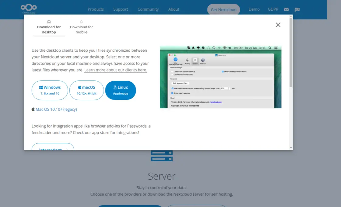 Downloading Nextcloud