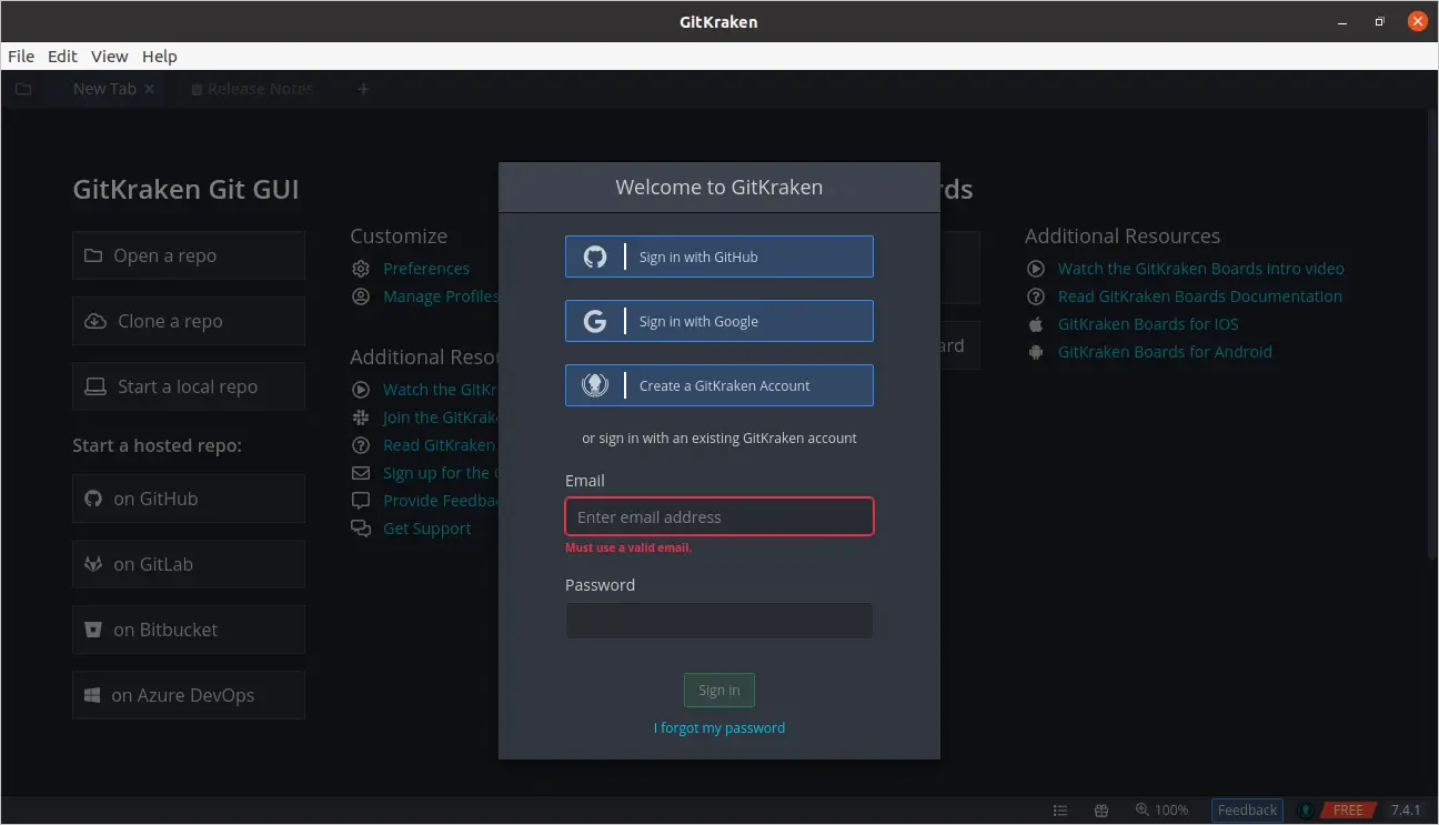 Gitkraken Running