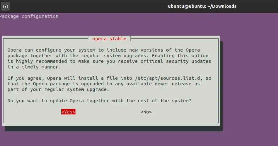 Installing Opera