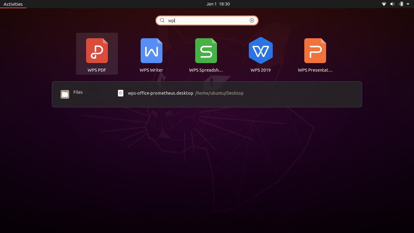 WPS Office on the main menu