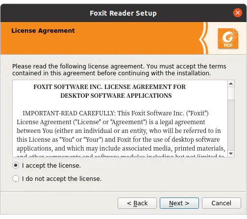 Foxit Reader license terms