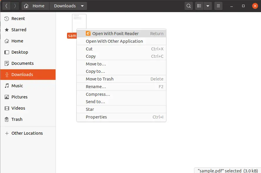 Open a PDF file using Foxit Reader