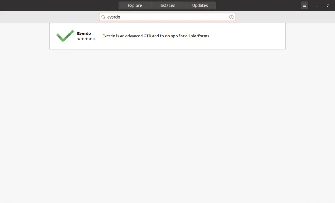Searching for Everdo on the Ubuntu Software Center