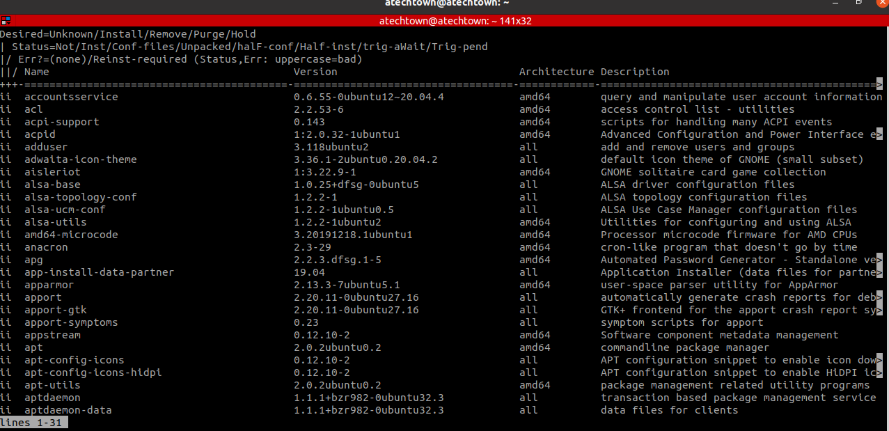 DPKG to list software in Ubuntu