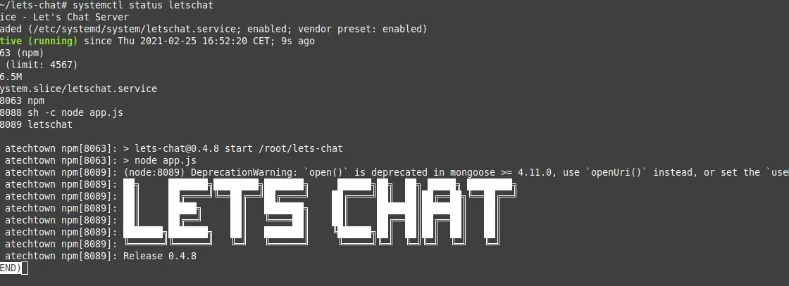 Let's Chat service running