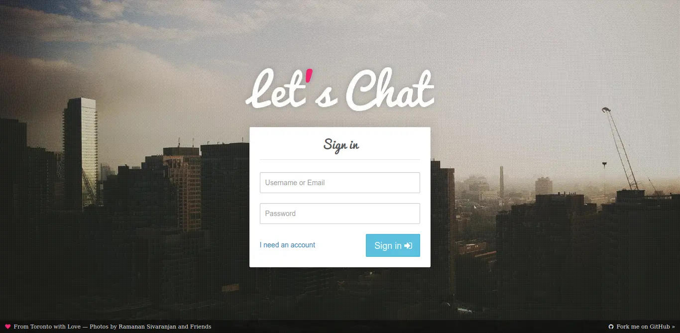 Let's Chat login screen