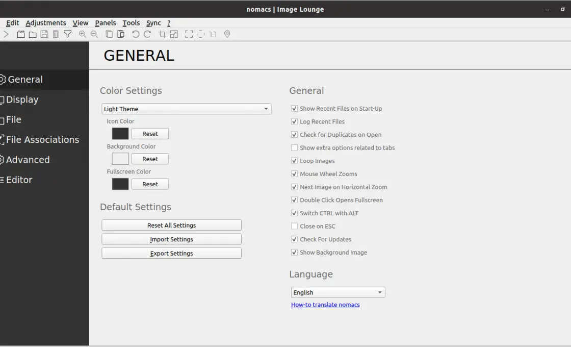 Preferences screen