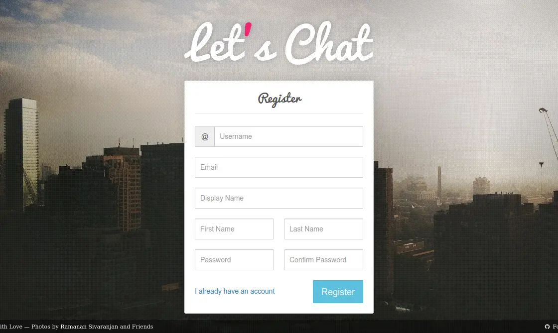 Register a new user on Let's Chat