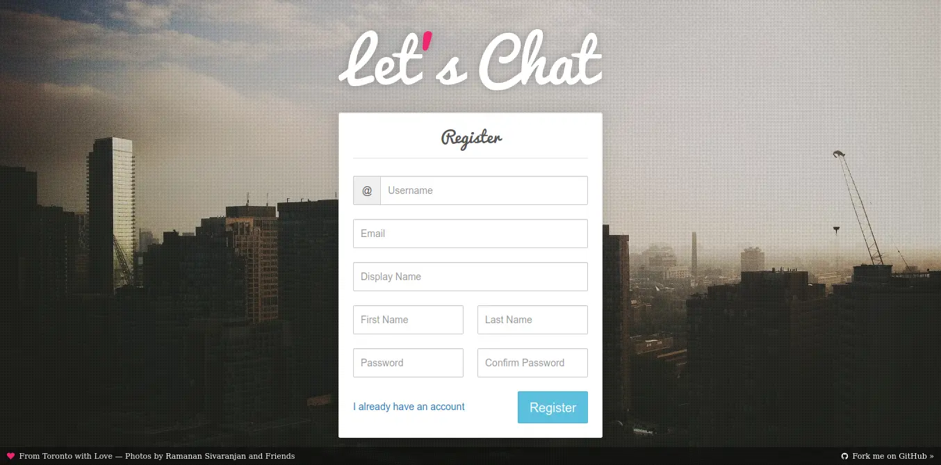 Register a new user on Let's Chat