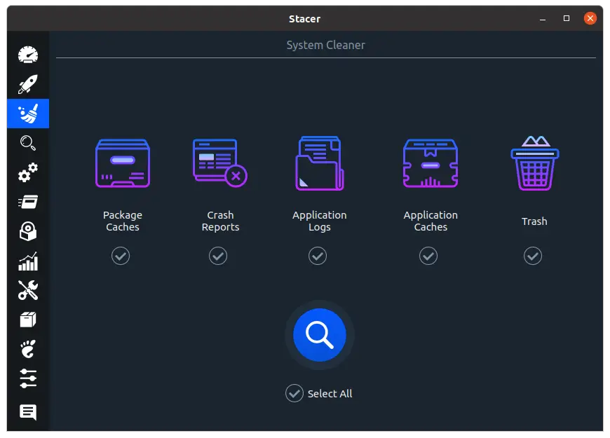 Stacer cleaner to optimize Ubuntu
