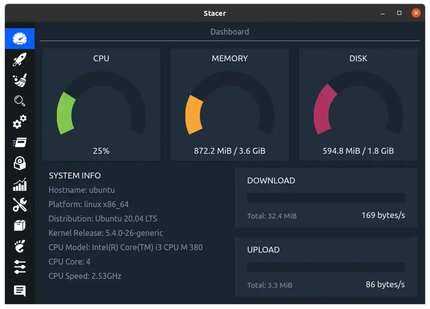 Stacer Dashboard