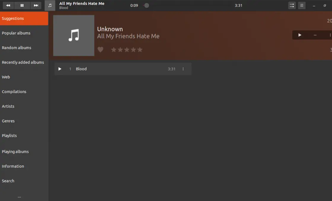 Using the latest version ofLollypop music player on Ubuntu 20.04
