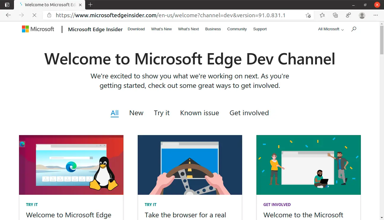 Microsoft Edge Browser on Ubuntu 20.04