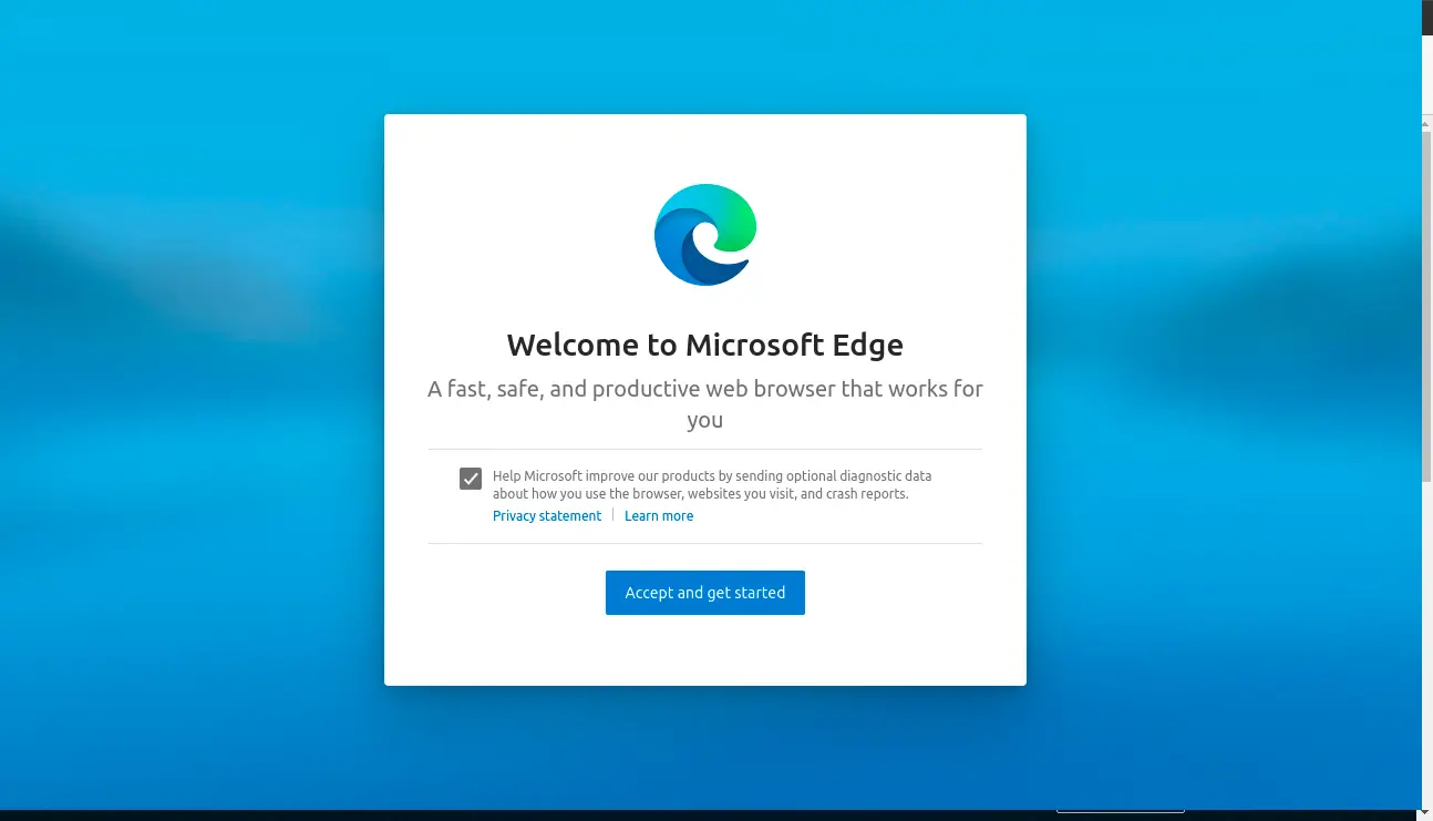 Running Microsoft Edge Browser for the first time