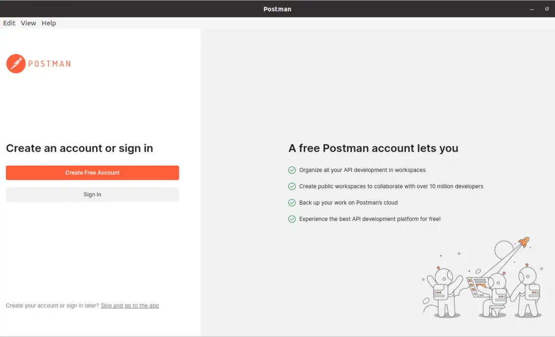 Sign in or Create Free Account with Postman