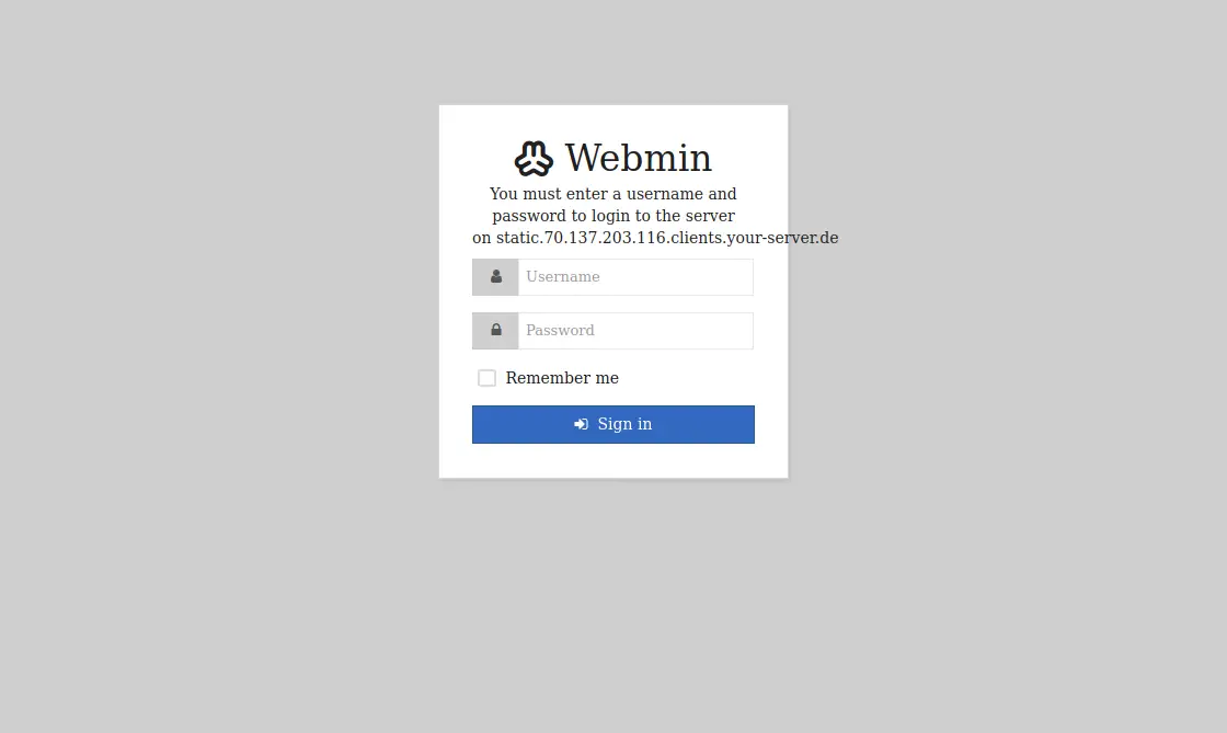 1.- Webmin login