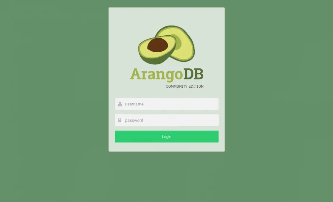 ArangoDB login screen