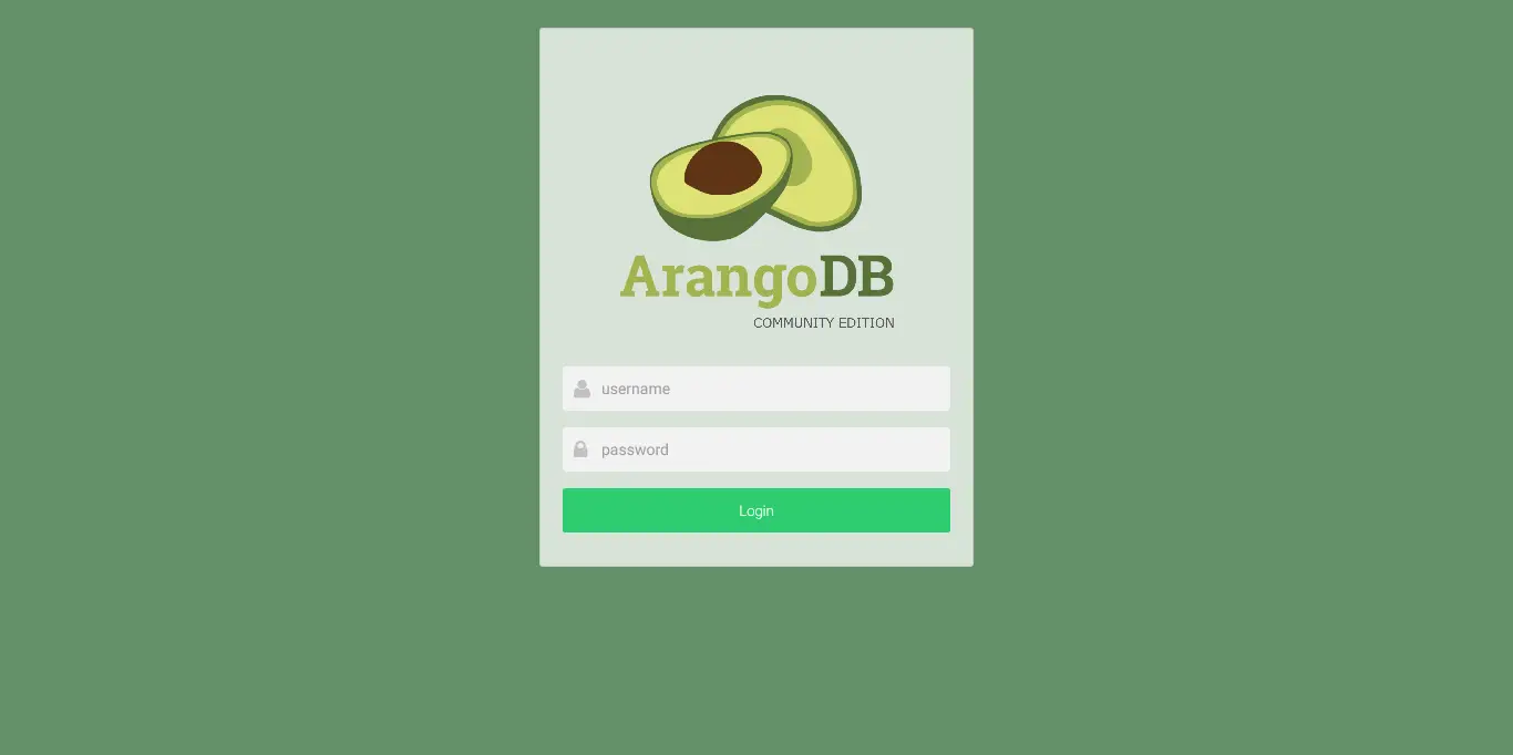 ArangoDB login screen