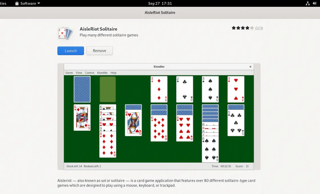 Launching some app wint the graphical package manager