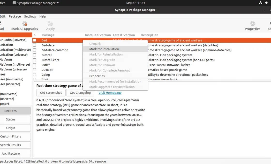 Installing packages with Synaptic