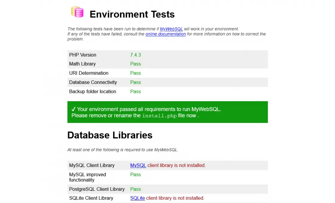 MyWebSQL wizard