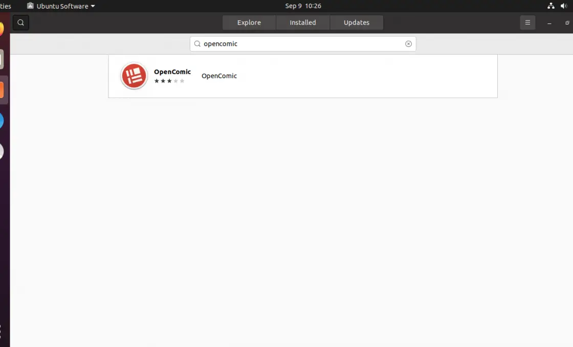 Searching for OpenComic on the Ubuntu Software Center