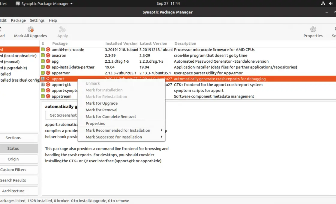 Upgrading with Synaptic