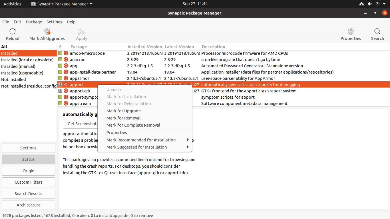 Upgrading with Synaptic