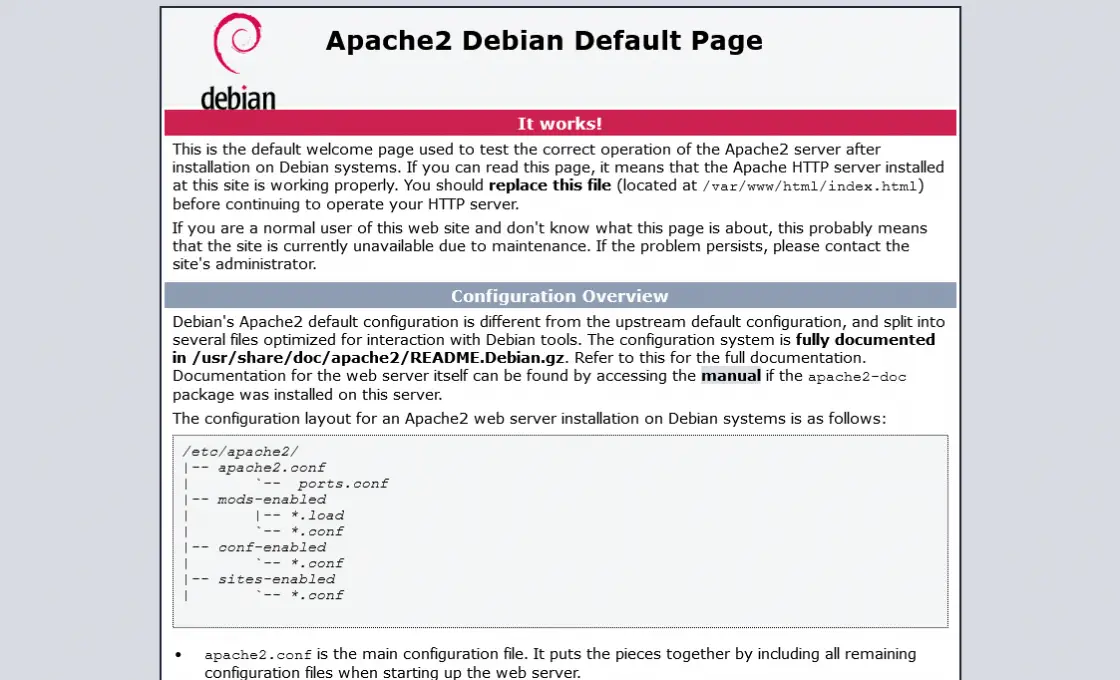 Apache web server on Debian 11