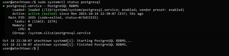 PostgreSQL status