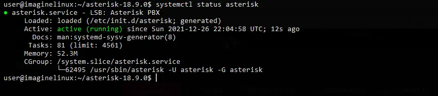 The Asterisk service status