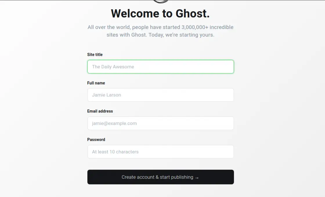 Creating the admin account