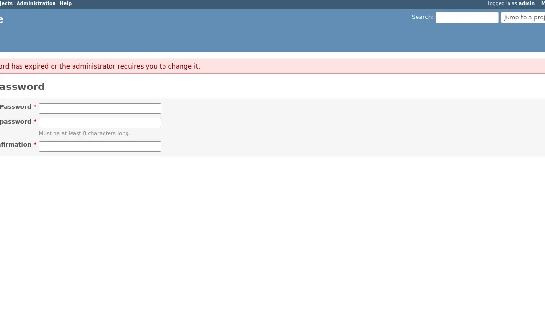 Changing the admin password