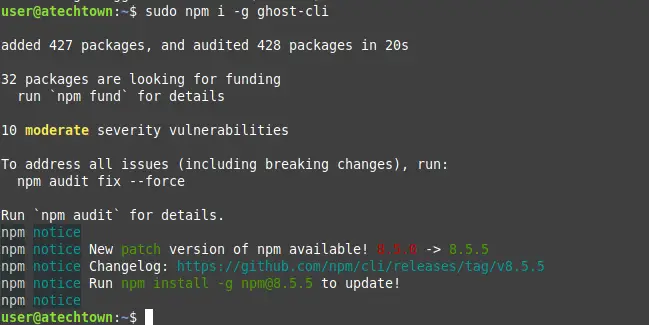 Install Ghost CLI on Ubuntu 20.04