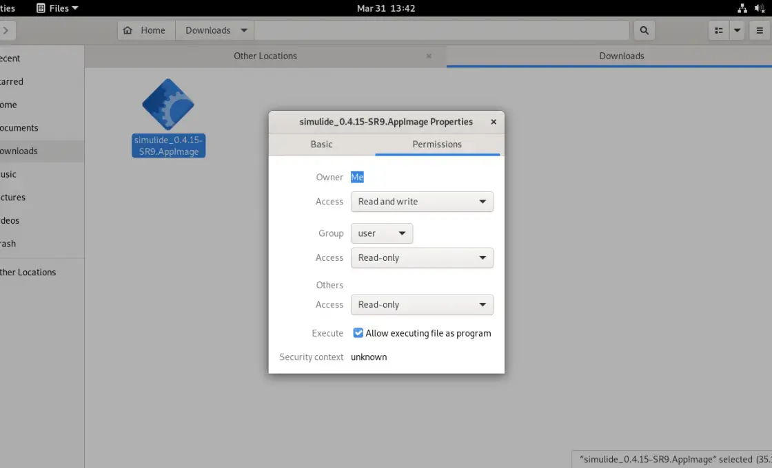 Set the proper permissions on SimulIDE