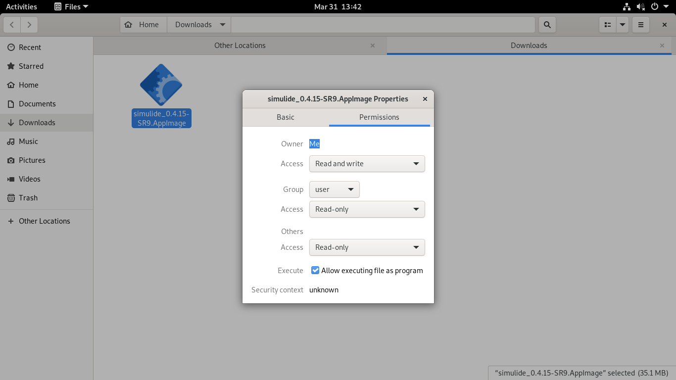 Set the proper permissions on SimulIDE