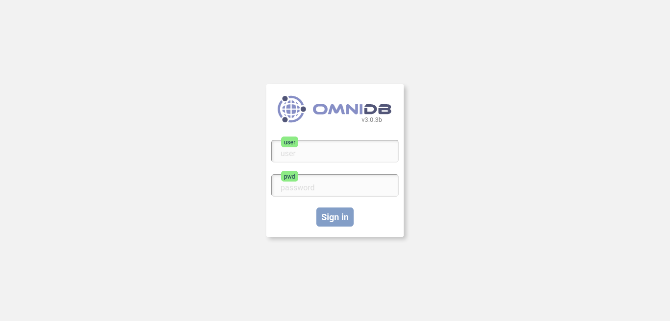 OmniDB login screen in Ubuntu 20.04