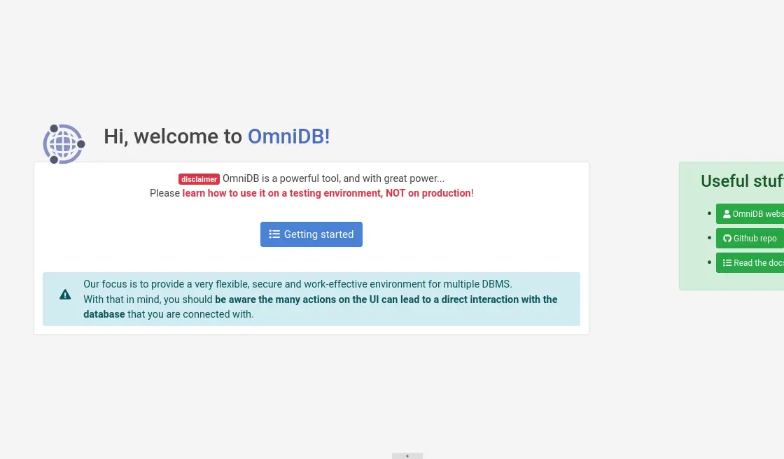 OmniDB main screen